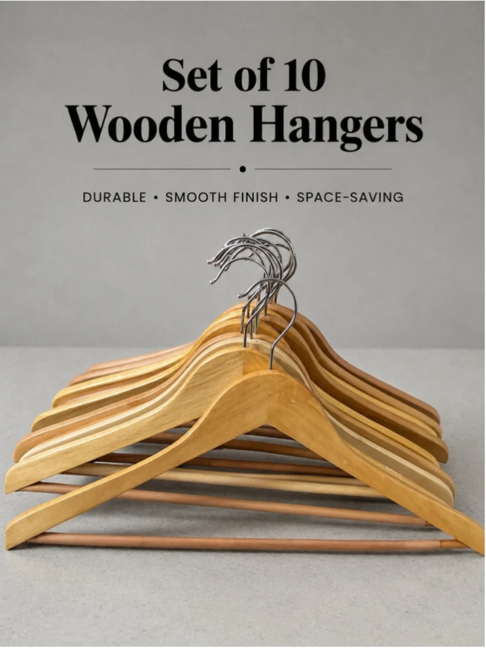 10-Pack Wooden Suit Hangers